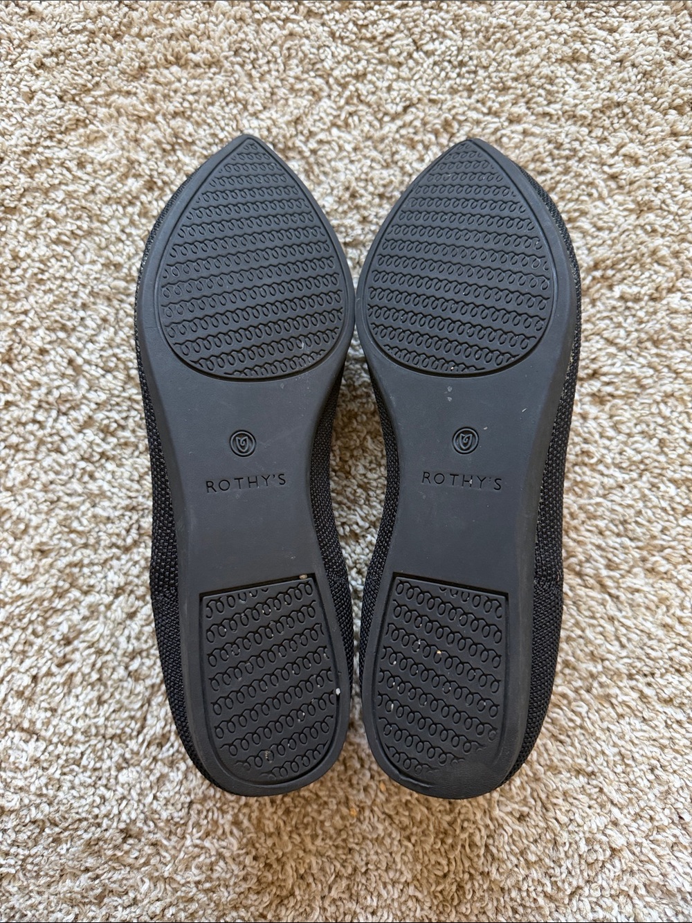 Rothy’s Black Pointed Knit Ballet Flats size 9 - Picture 2 of 4